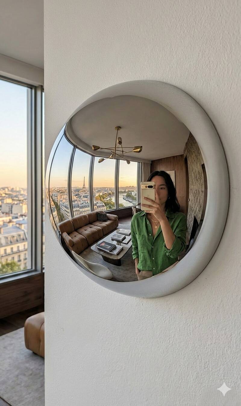 Trendy half-sphere wall mirror