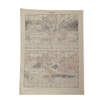 Lithography map on atmospheric pressure and temperatures of 1928