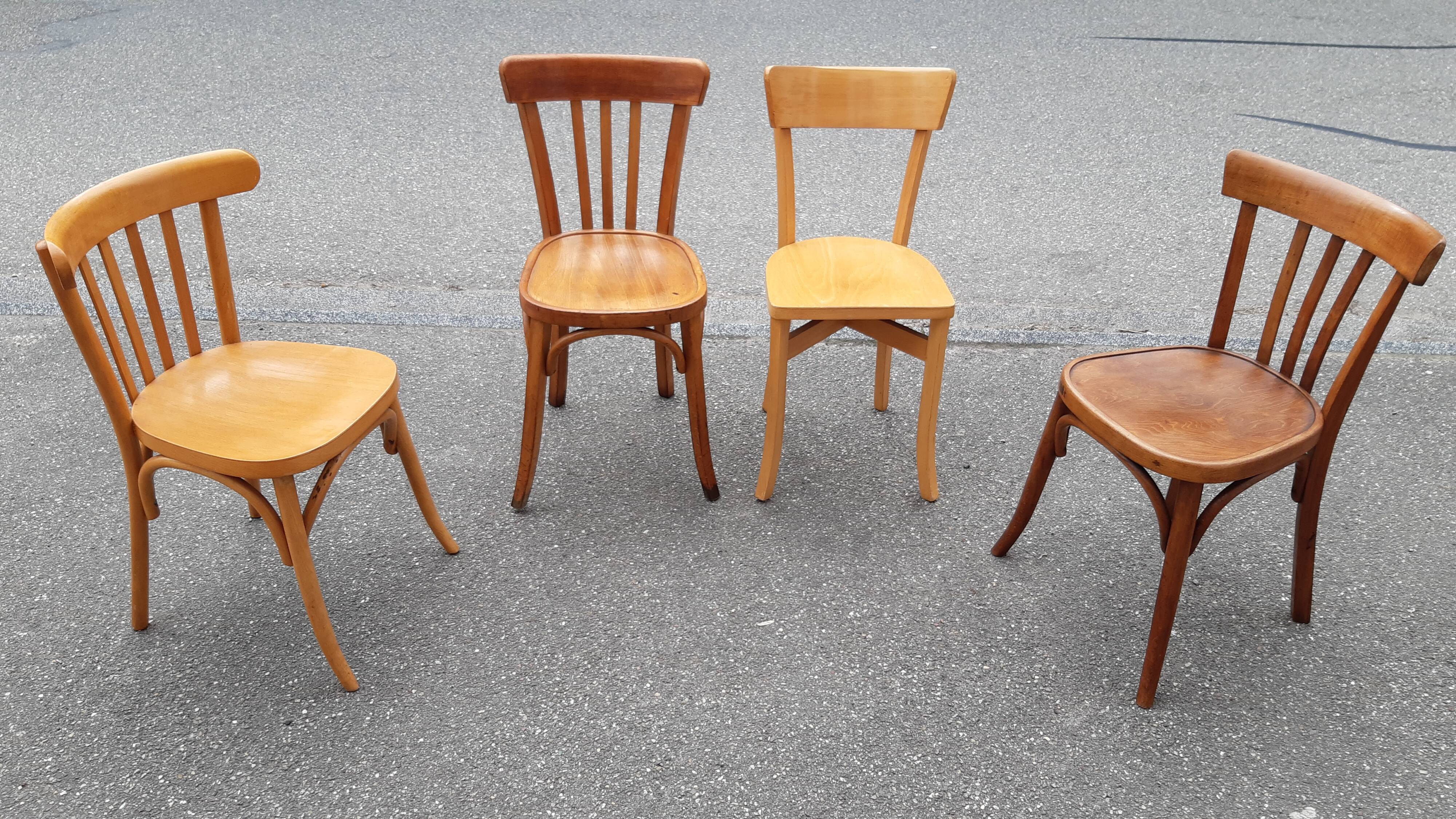 Set of 4 mismatched bistro chairs