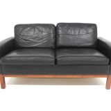 Scandinavian 2-seater leather sofa, Sweden, 1950