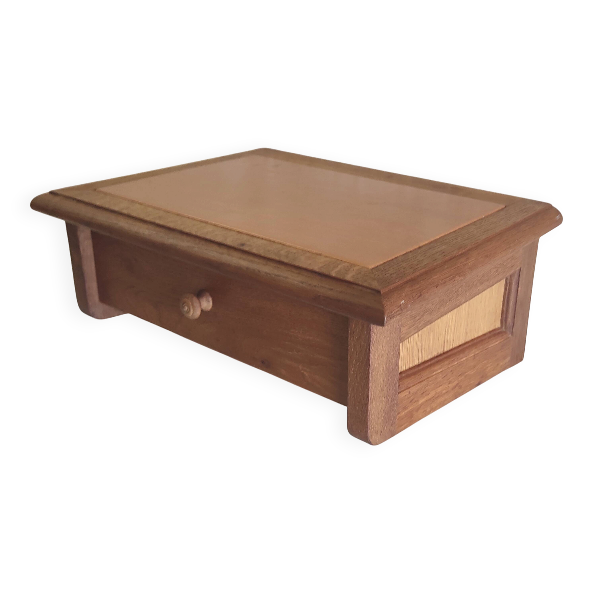 Wall-mounted writing desk in solid oak - mid 20th century.