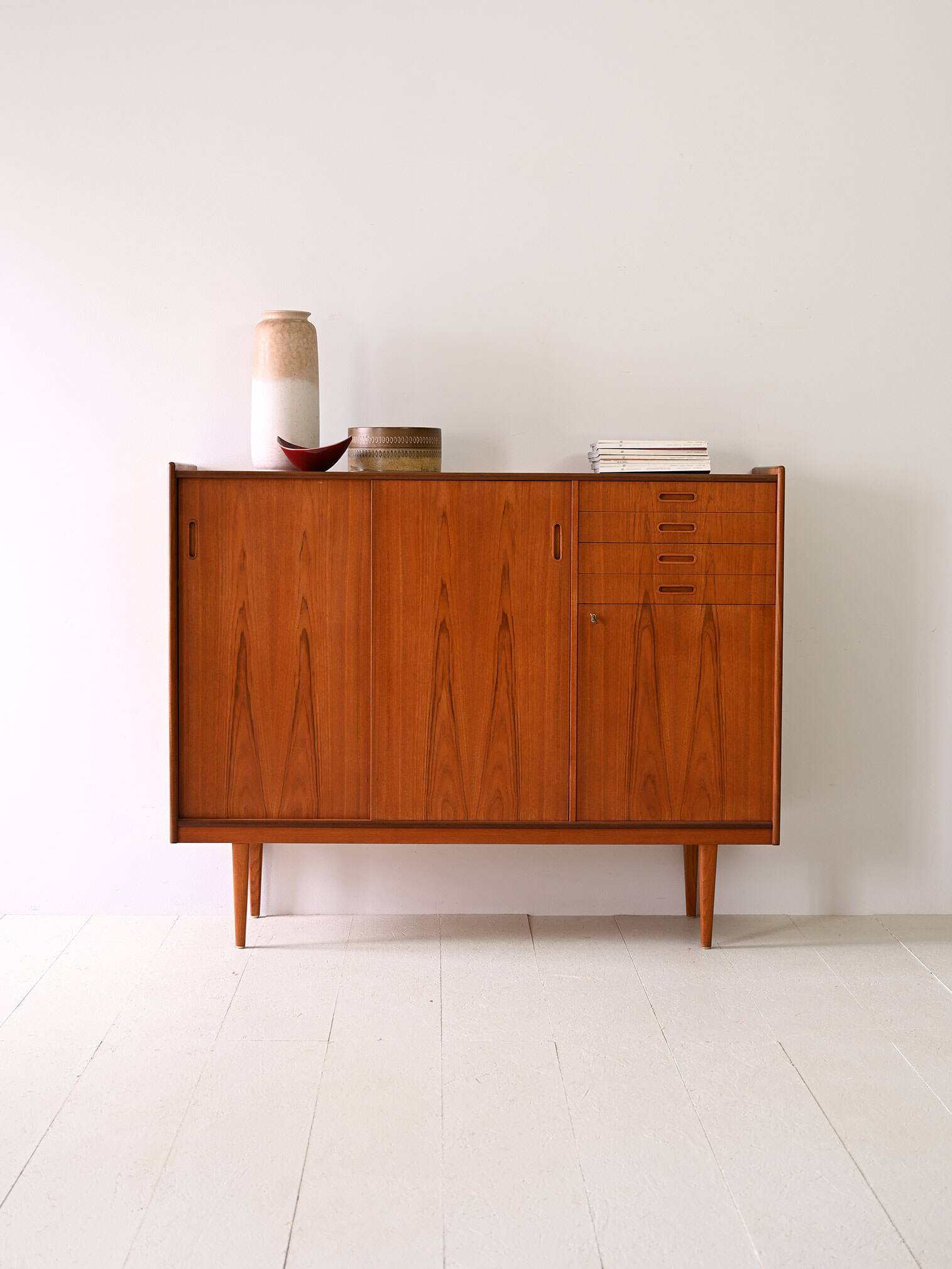 Vintage teak wood highboard