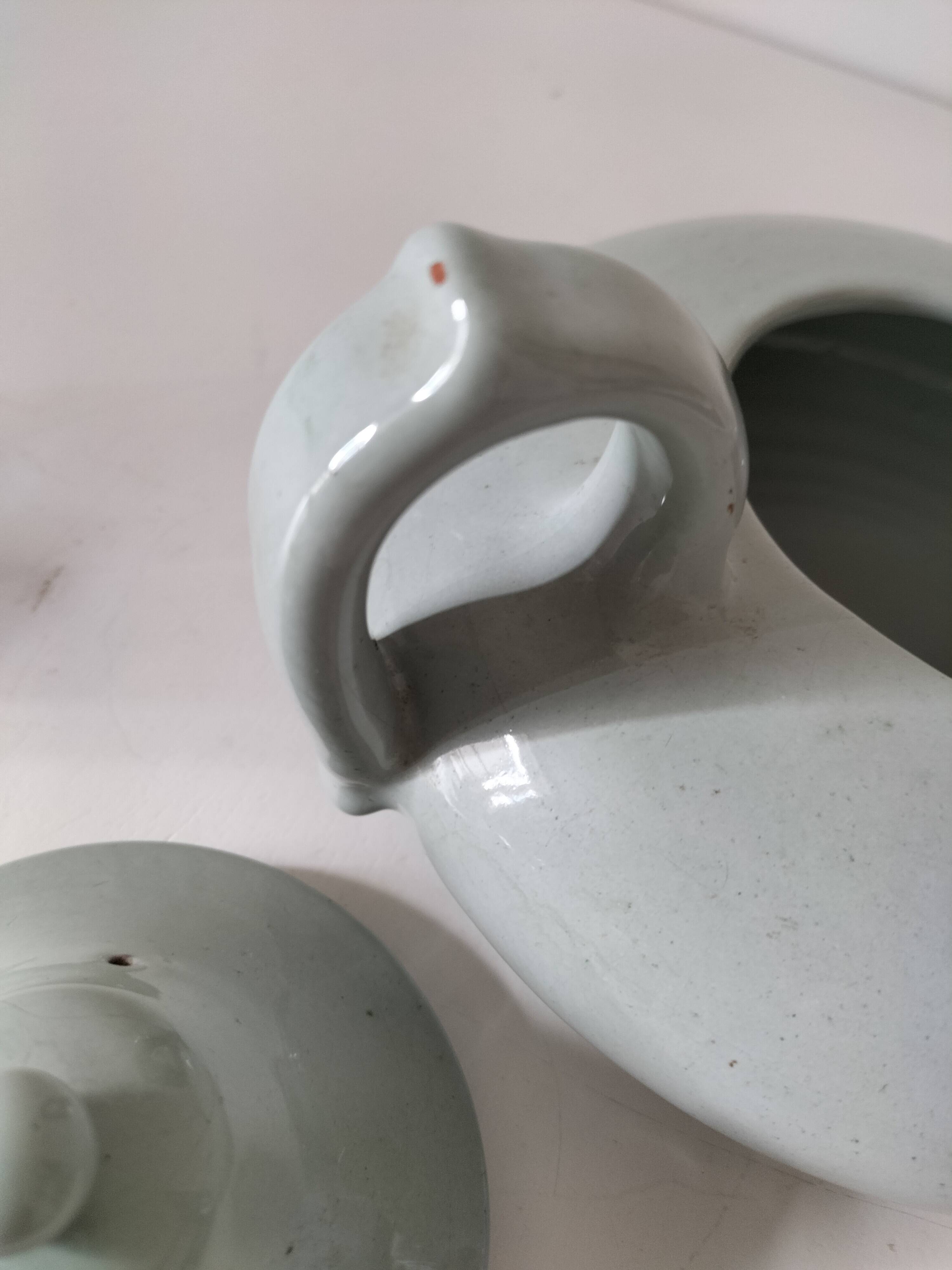 Celadon speckled glazed ceramic teapot
