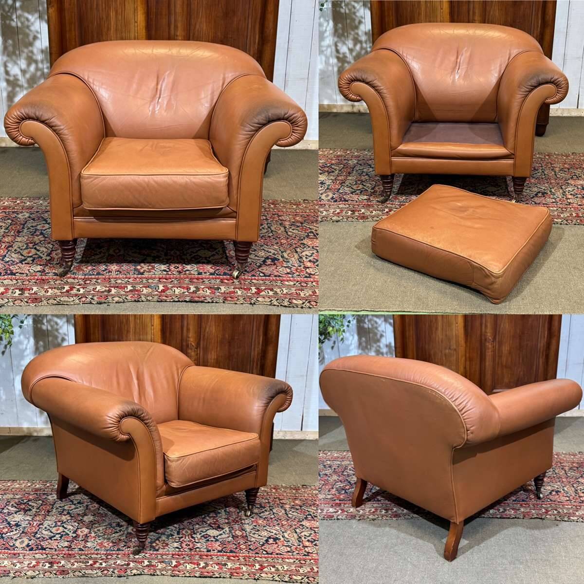 English club armchair in leather, modern production from the 1990s.