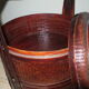 Panier chinois antique en bois et rotin à 3 sections