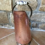 Pink hammered copper coal bucket and porcelain handles