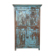 Cabinet 4 solid doors in blue patinated wood