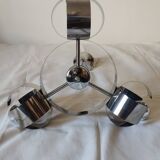 Space Age 3-light chandelier in chrome metal, 1970s