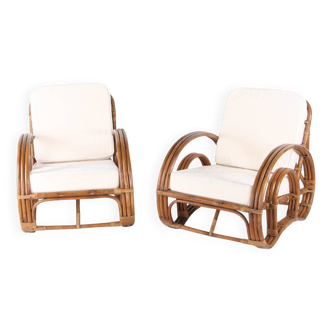 Pair of rattan “pretzel” armchairs