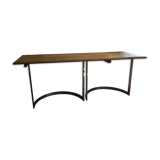 Chrome-plated console of the 70s, light oak top