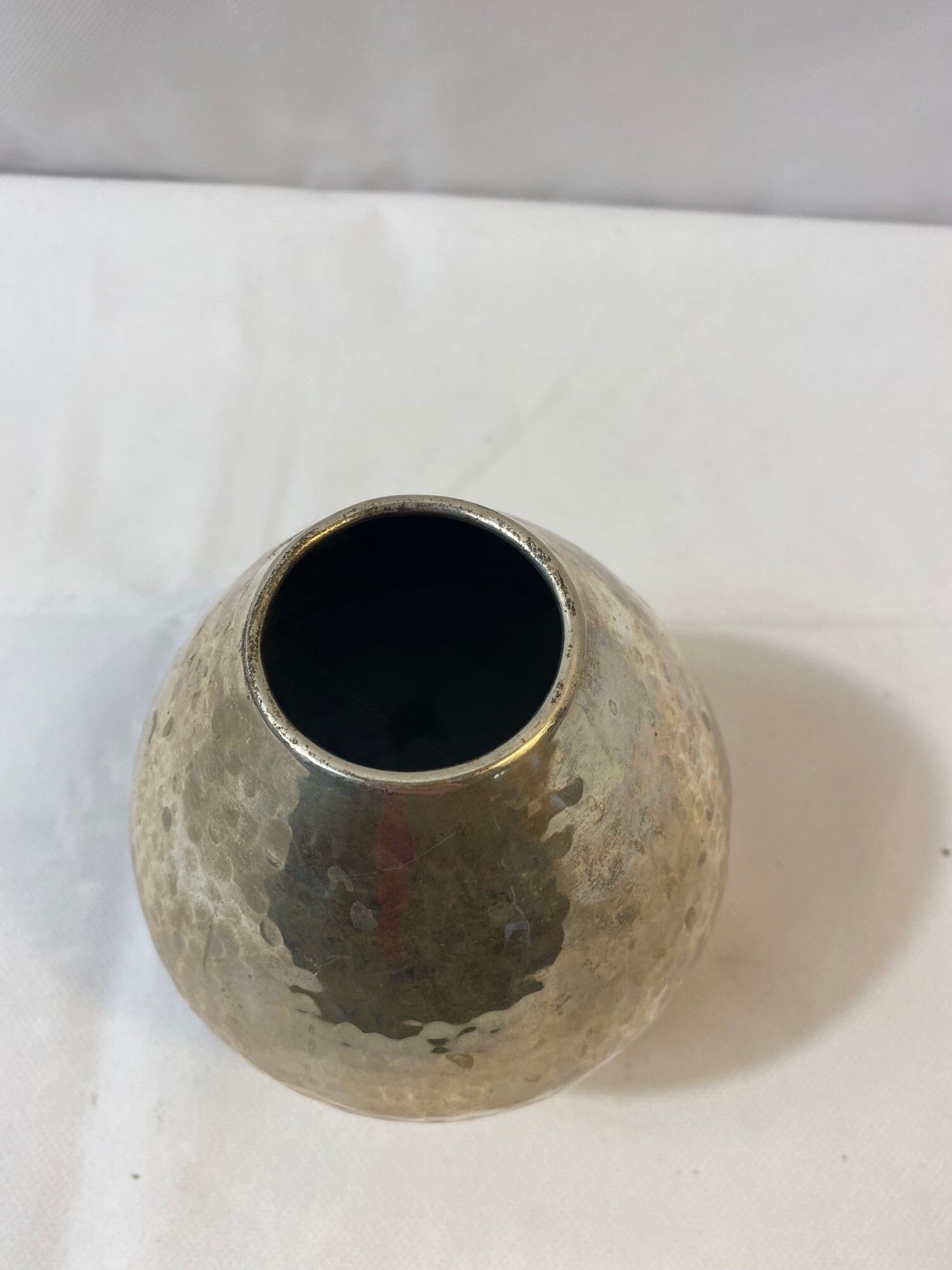Hammered silver metal vase