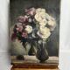 Oil on panel still life bouquet signed early 20th century.