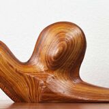 Large Danish carved wooden snail sculpture from the mid-century, 1960s.