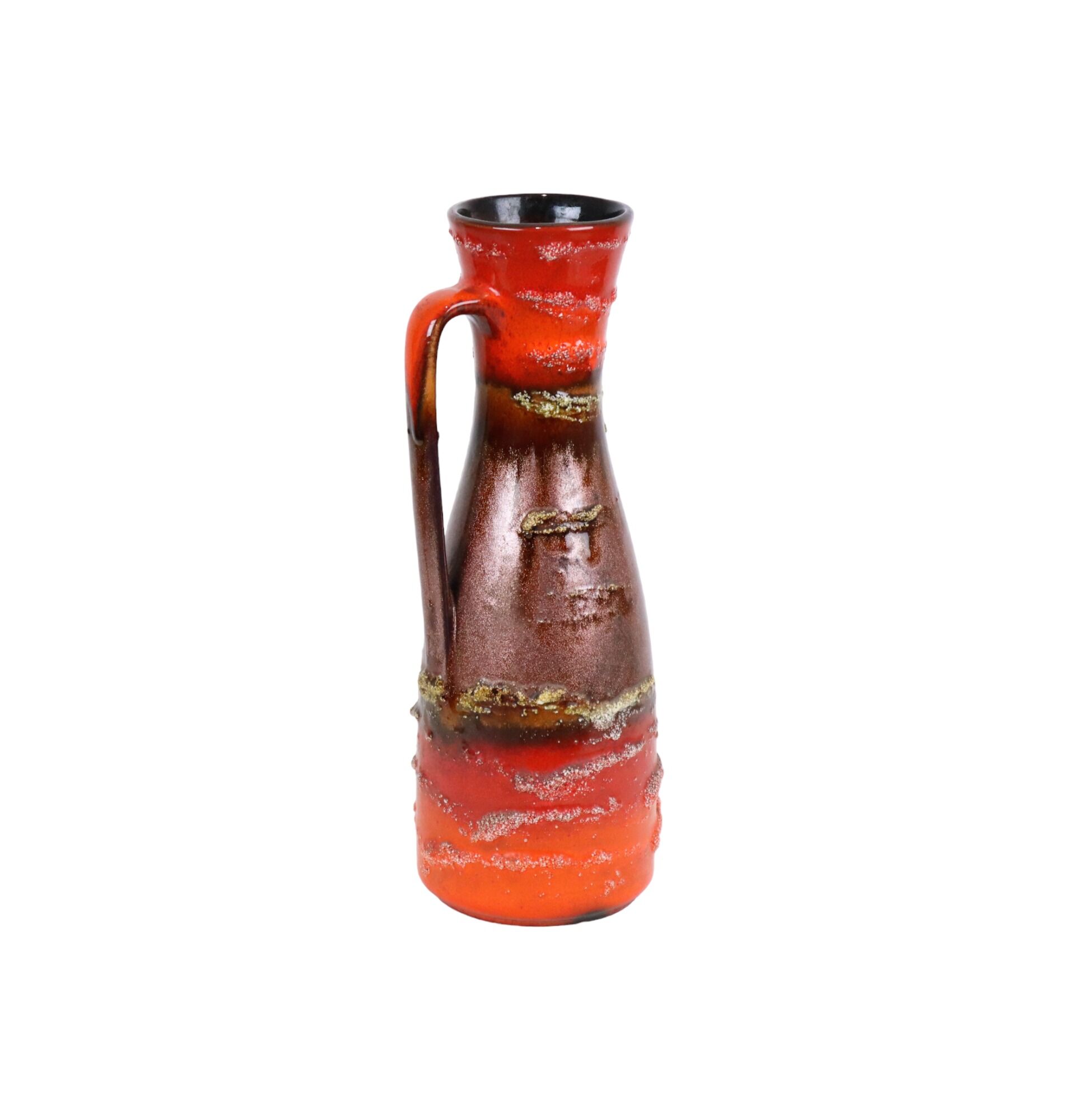 Fat lava vase Carstens west germany red orange drip glaze 6013-30