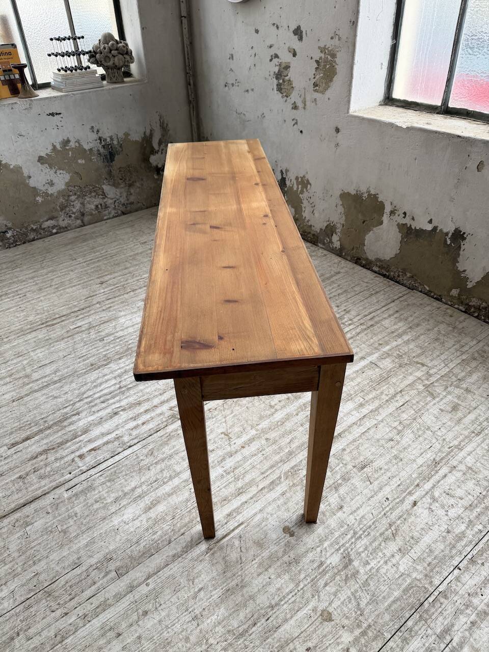 Oak and pine farmhouse console table