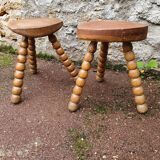 Pair of vintage brutalist stools