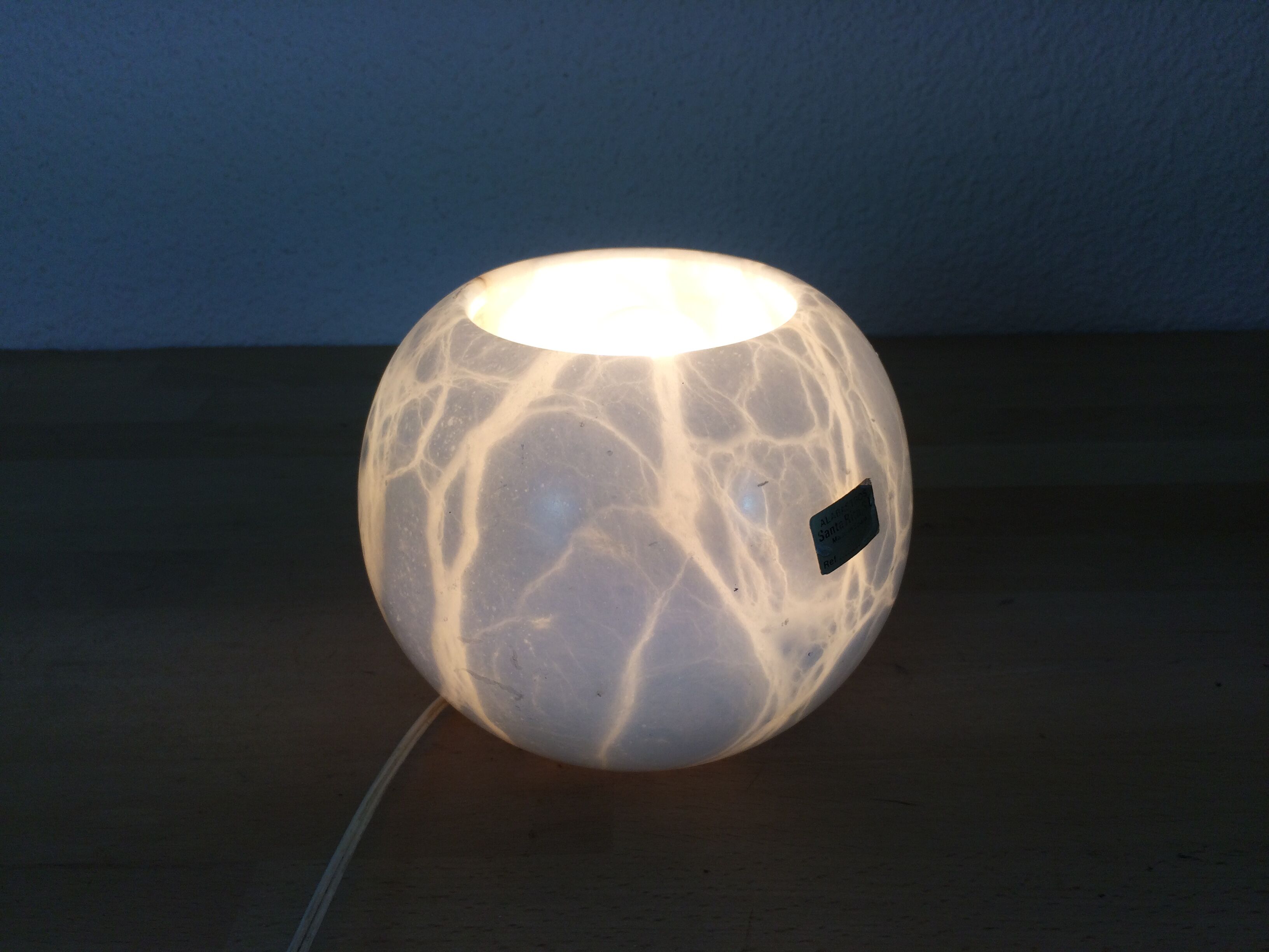 Alabaster white marble ball lamp