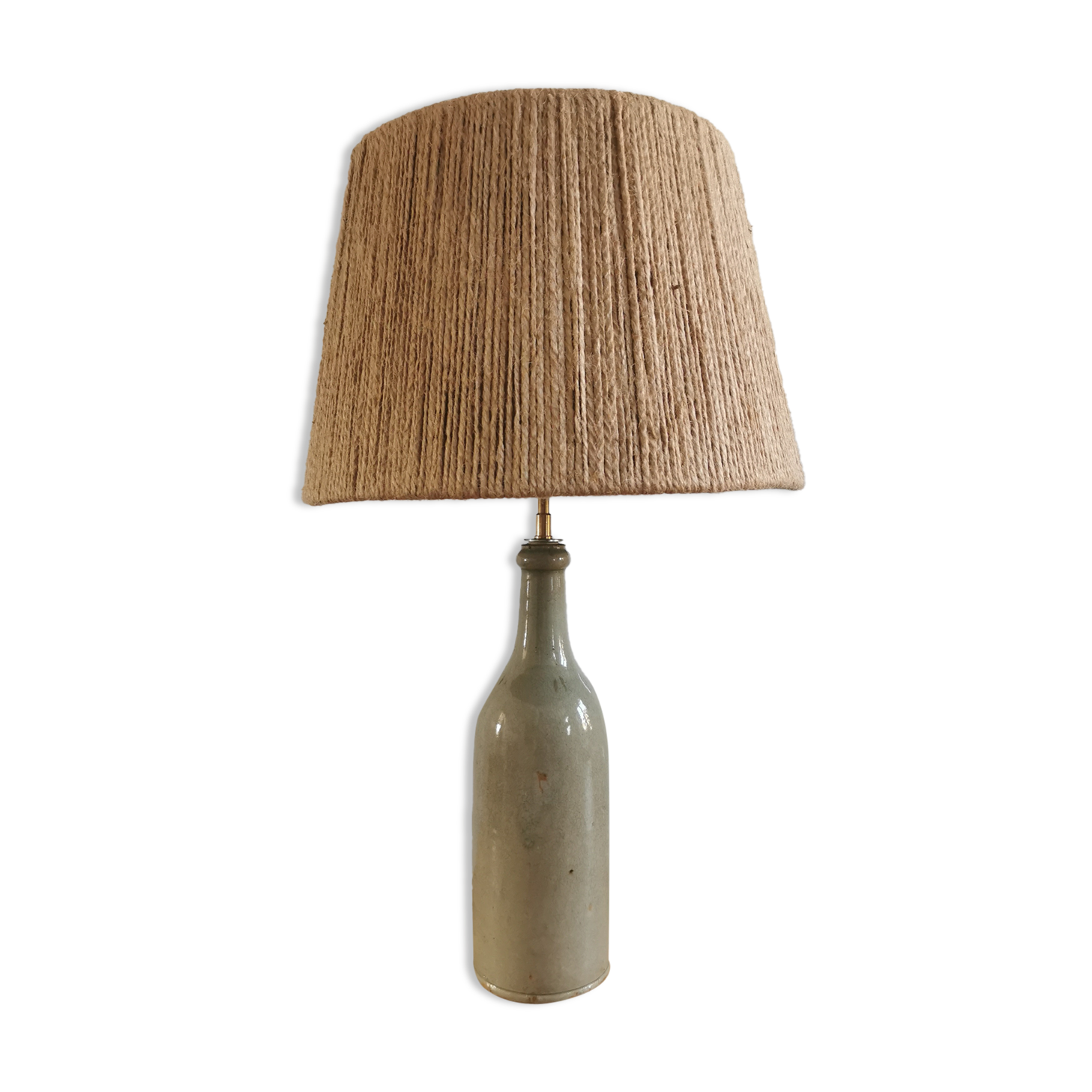 Vintage stoneware and rope lamp