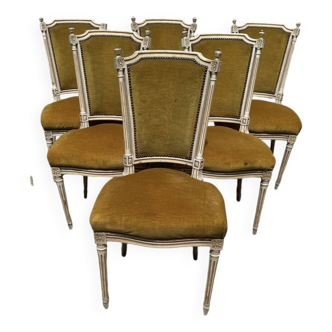 Lot of antique Louis XVI style living room chairs / armchairs
