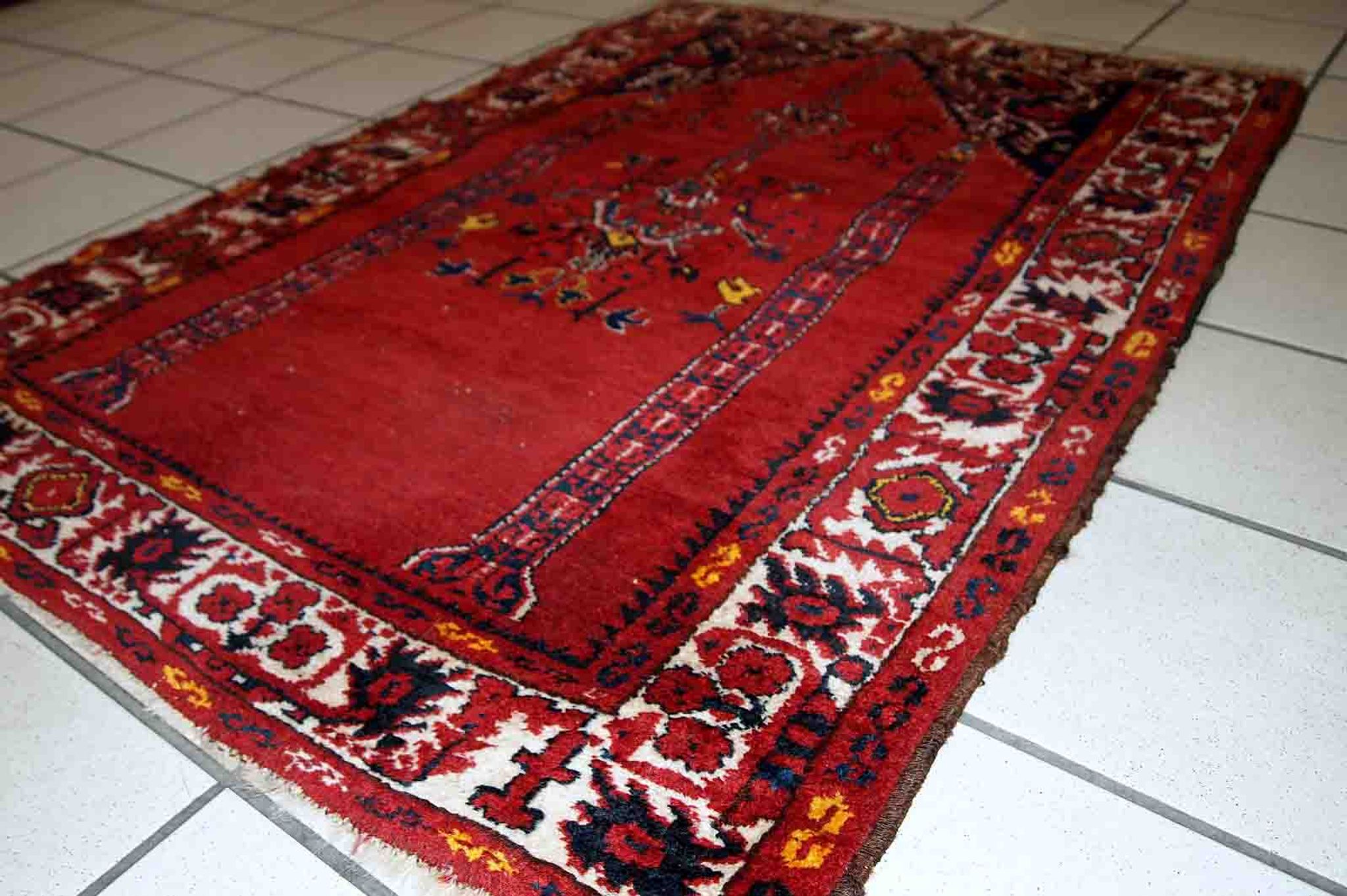 Old turkish carpet anatolian handmade 79cm x 112cm 1940s, 1c563