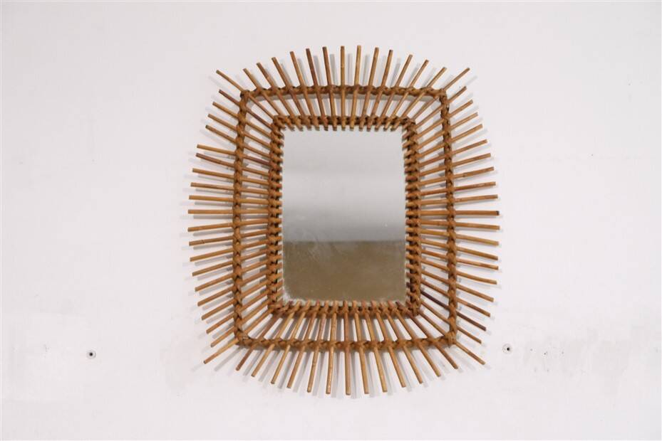 Vintage rattan sun mirror 1960