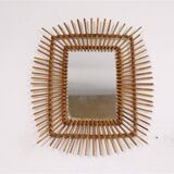Vintage rattan sun mirror 1960