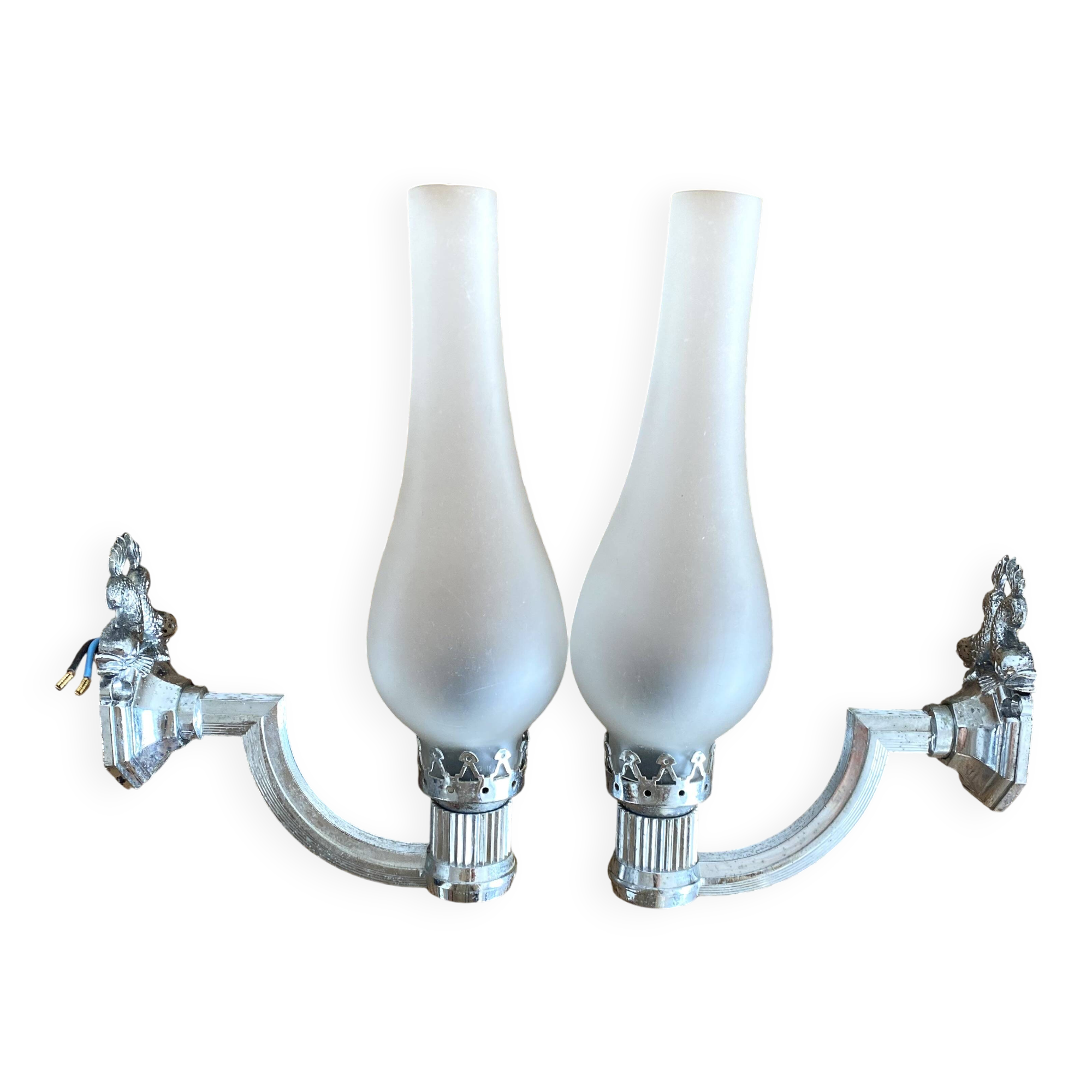 Pair of vintage silver fish wall lights