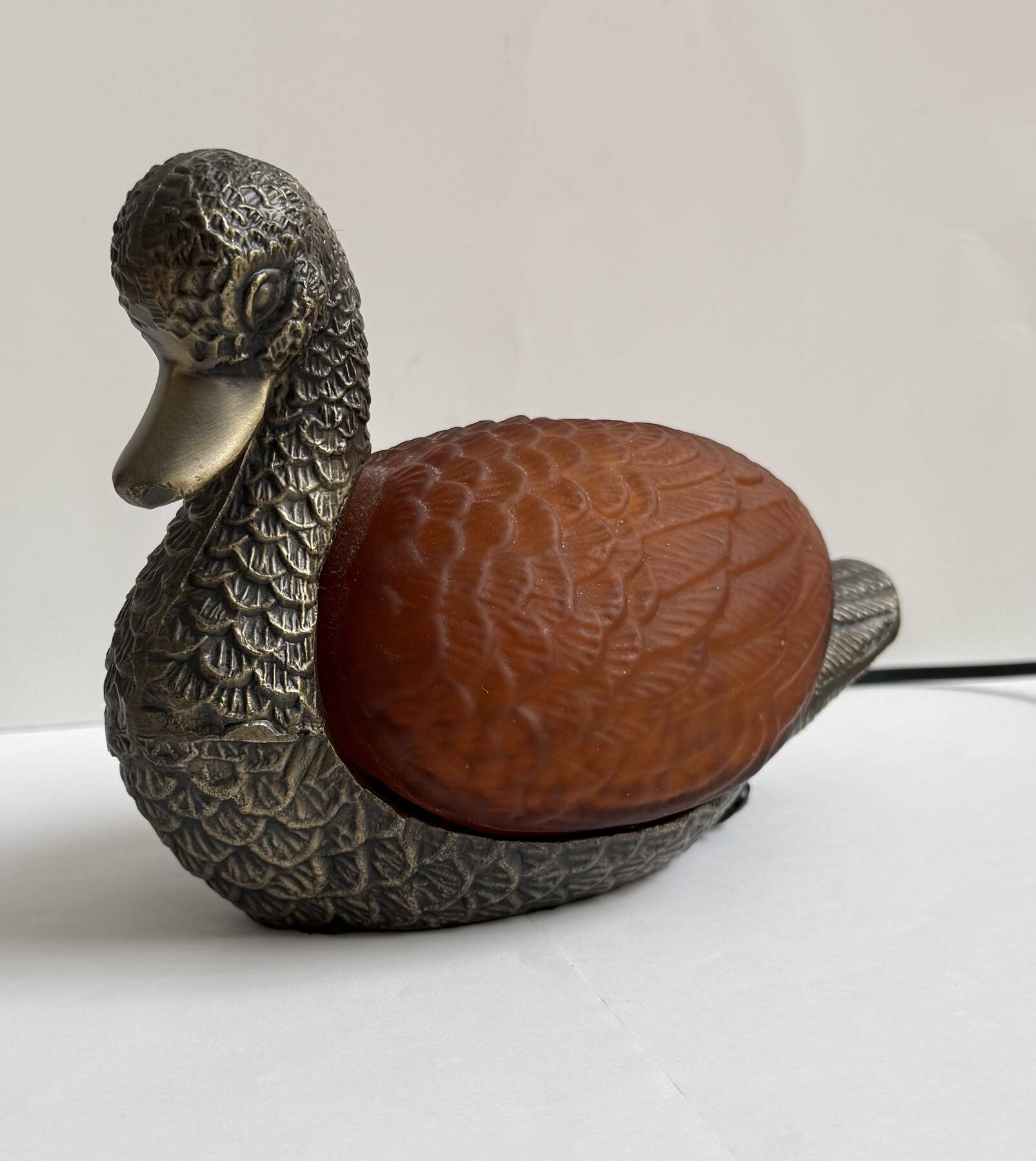 Vintage bronze duck lamp