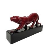 French Ceramic Art Deco Statue Of A Panther 1930s