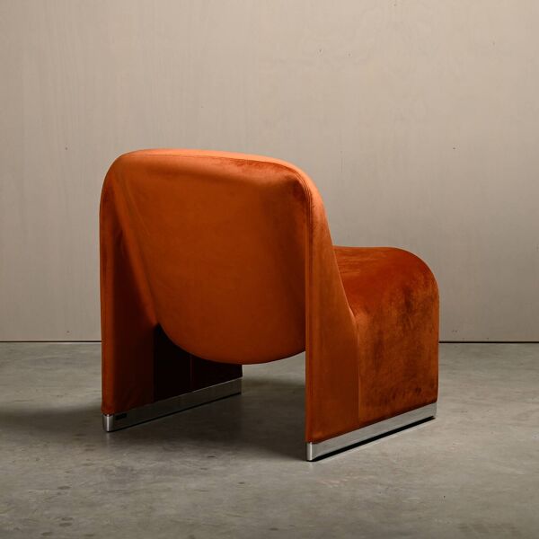 Fauteuil lounge Giancarlo Piretti Alky en velours d'automne pour Anonima Castelli, Italie