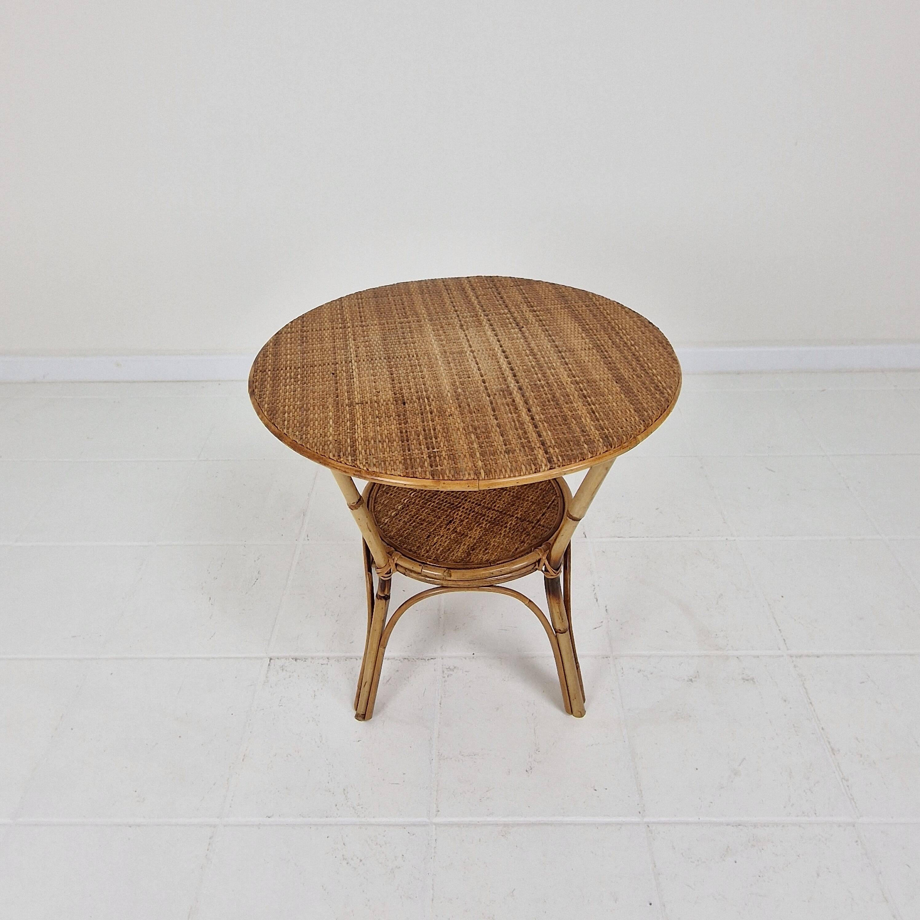 Italian Wicker and Rattan Coffee Table, 1970s