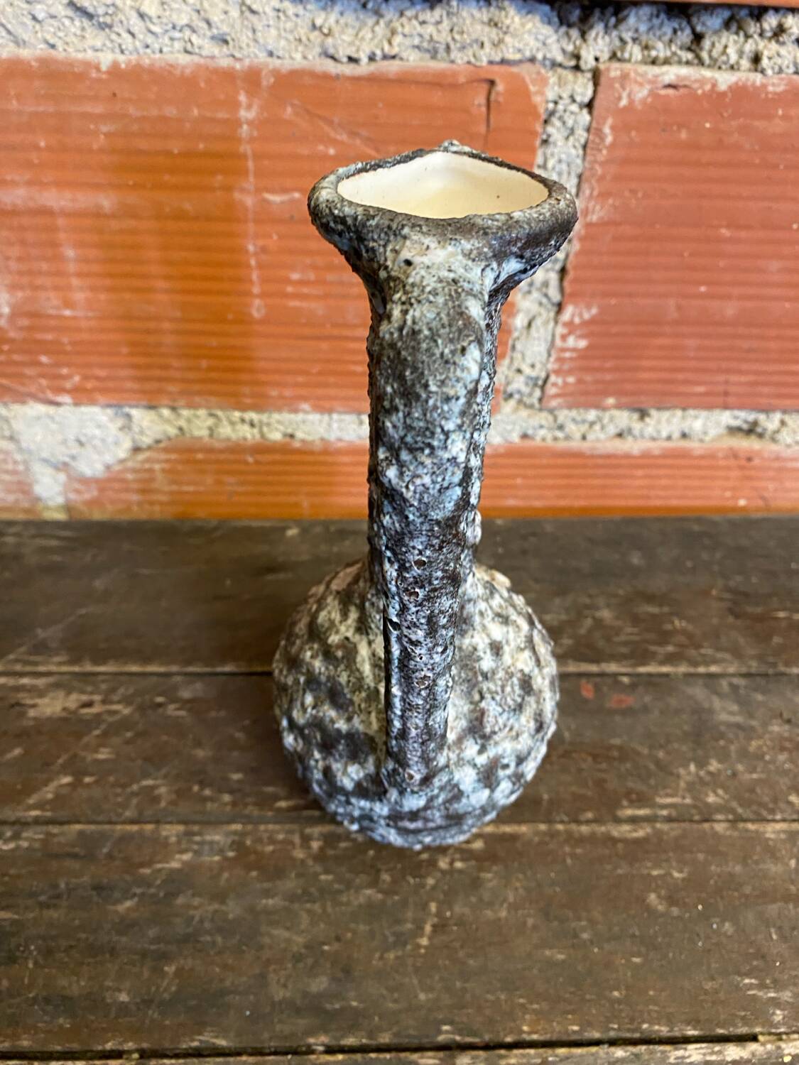 Old pitcher annette roux fat lava ceramics grey & bubbles