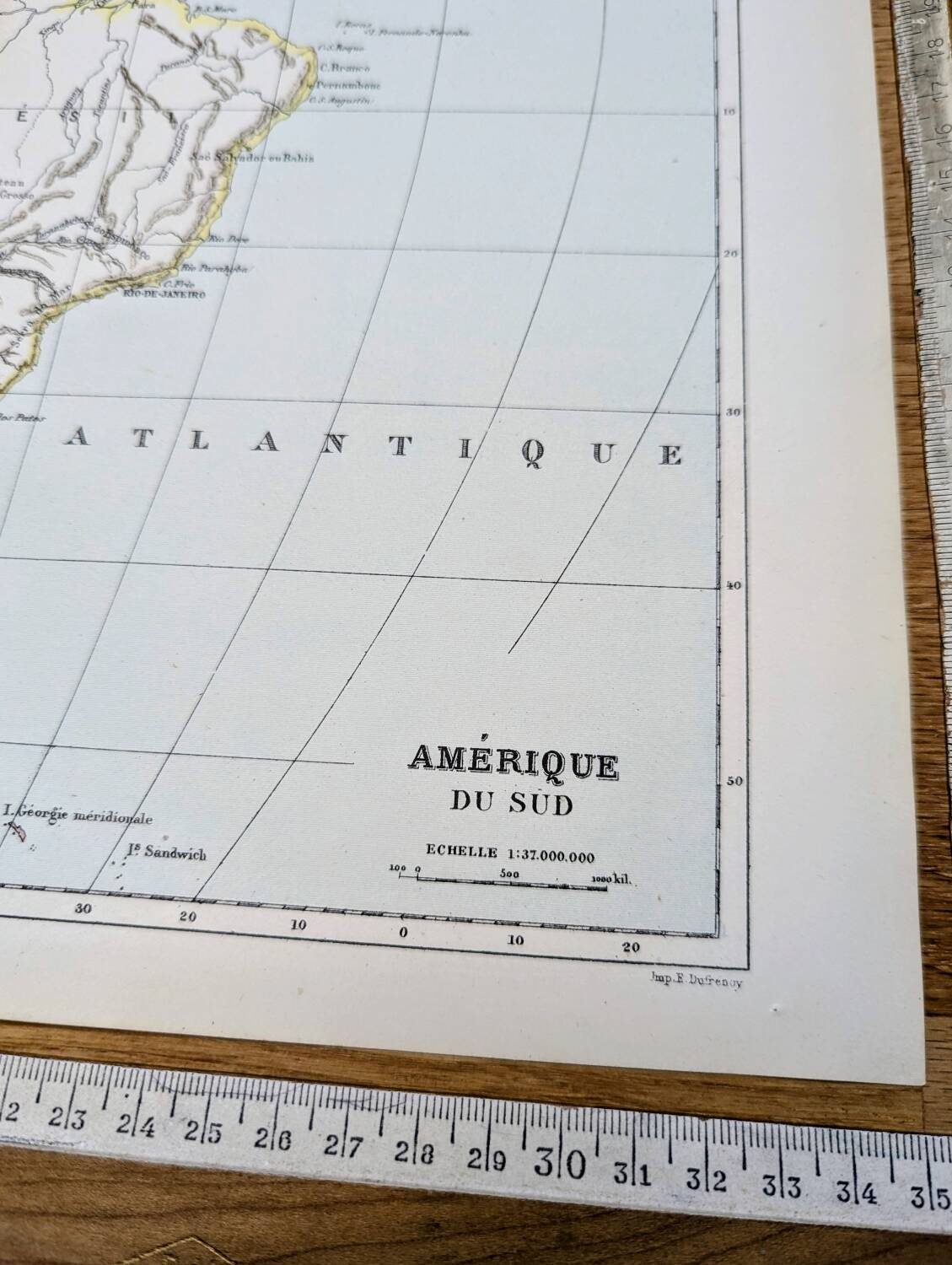 South America, vintage map, 1887, Authentic