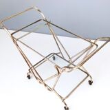 Brass Serving Cart with Glass Shelves, Italy