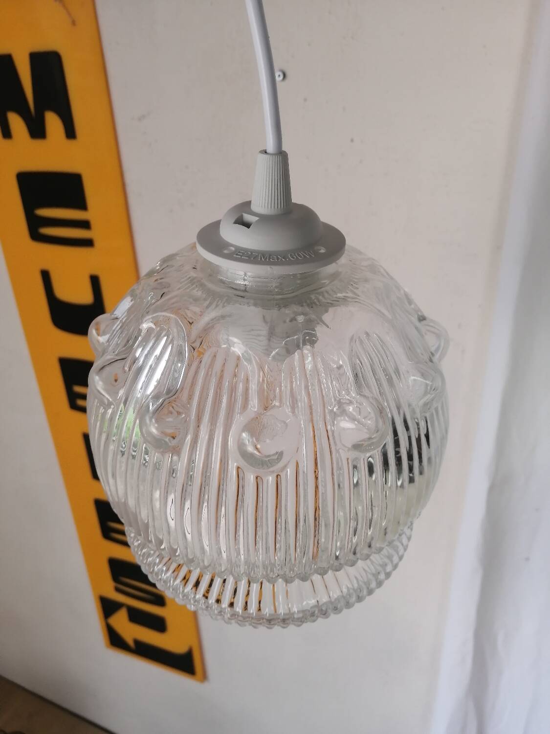 Vintage molded glass pendant light