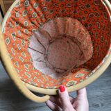 Vintage rattan sewing basket