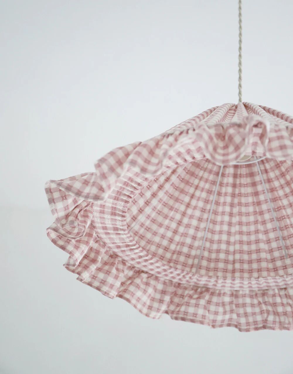 Emilia "small pink squares" conical textile suspension with flounce