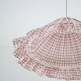 Emilia "small pink squares" conical textile suspension with flounce