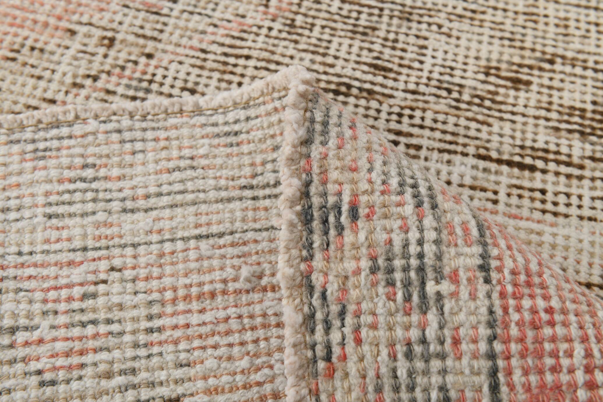 3x13 Pale Red Turkish Vintage Runner Rug, 87x400Cm SK 20299