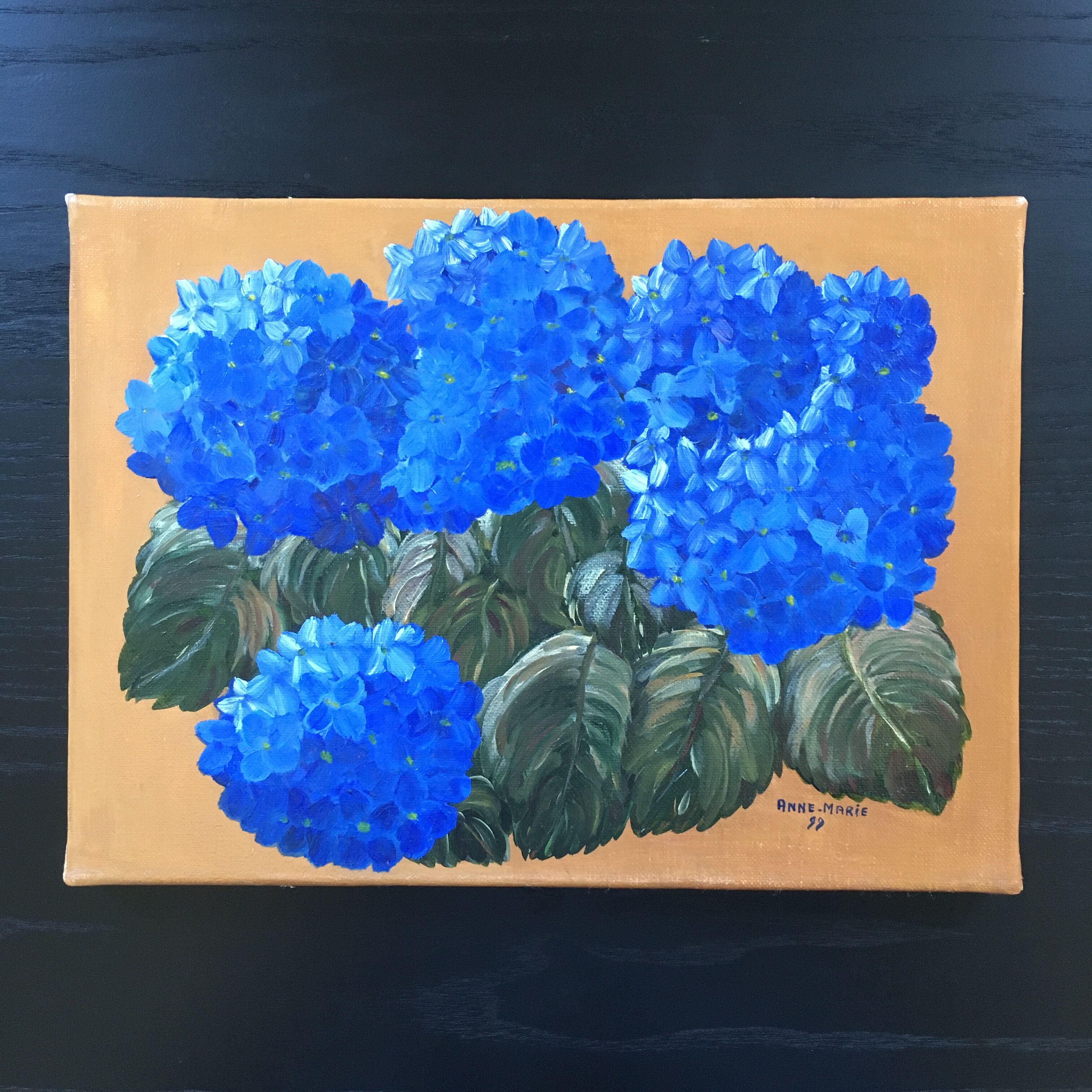 Table blue hydrangeas