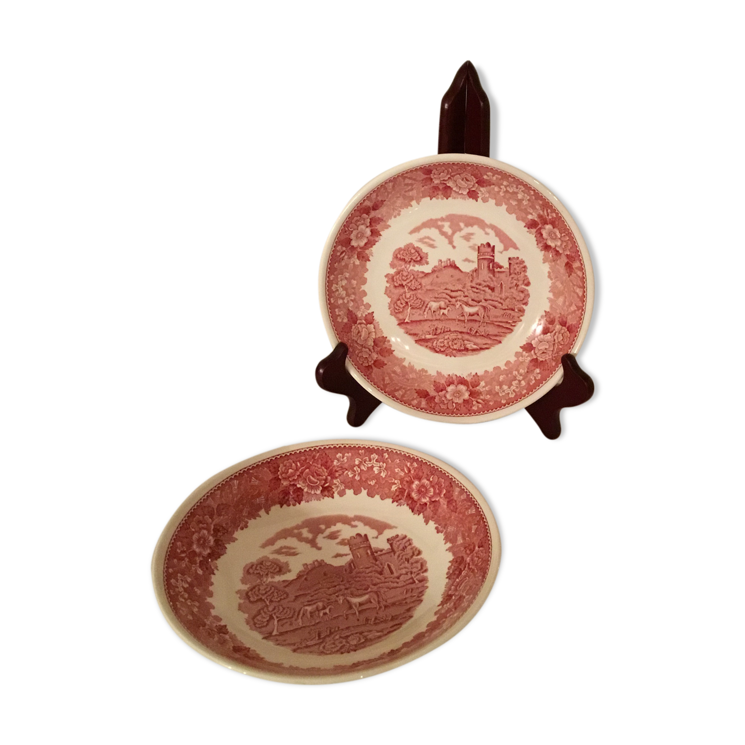 Lot of 2 hollow plates of English porcelain