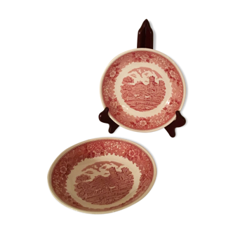 Lot of 2 hollow plates of English porcelain