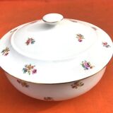 Antique PN France soup tureen White porcelain with gold edging and brass decoration