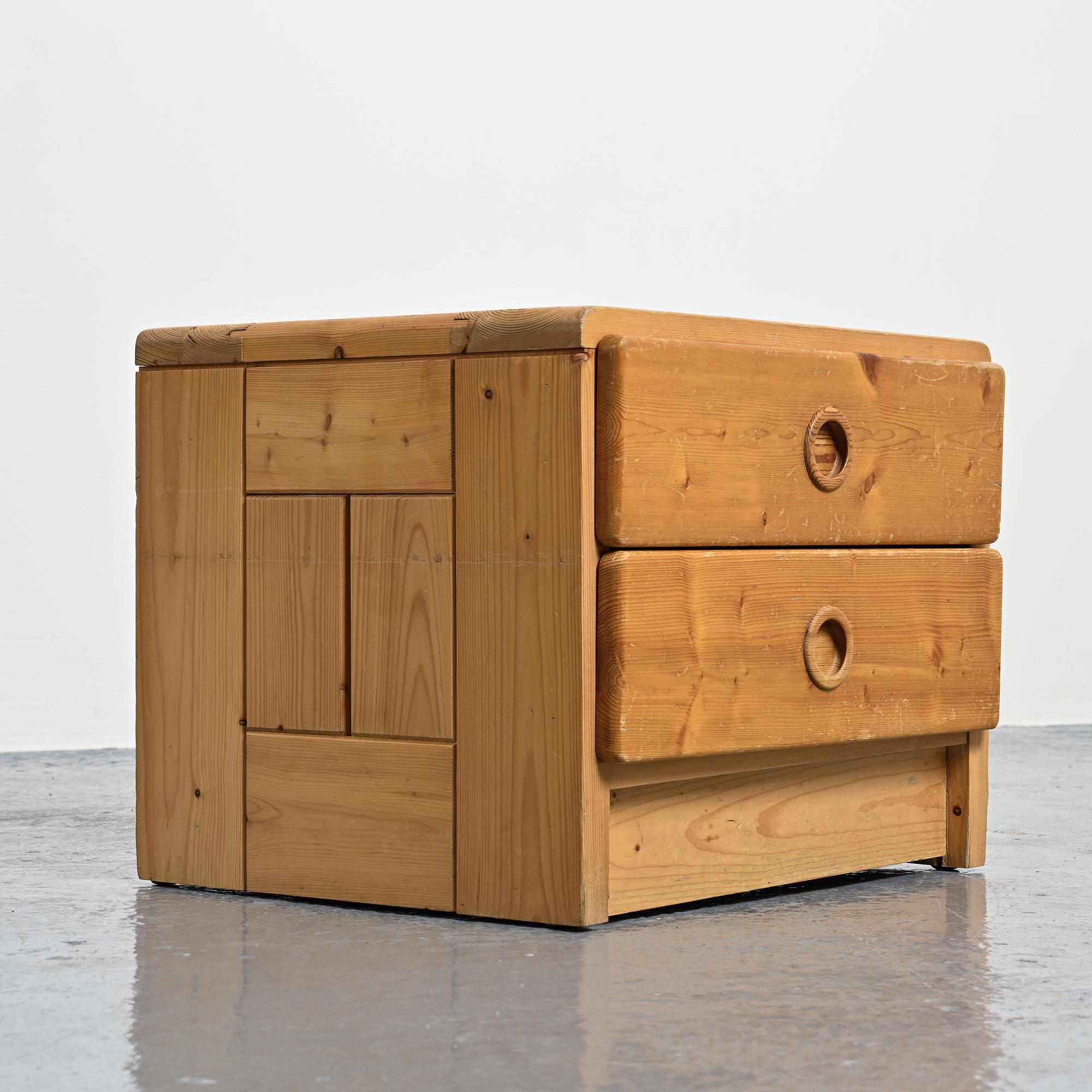 Nightstand made of solid pine, circa 1975