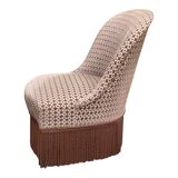 Fauteuil crapaud vintage en velours chocolat