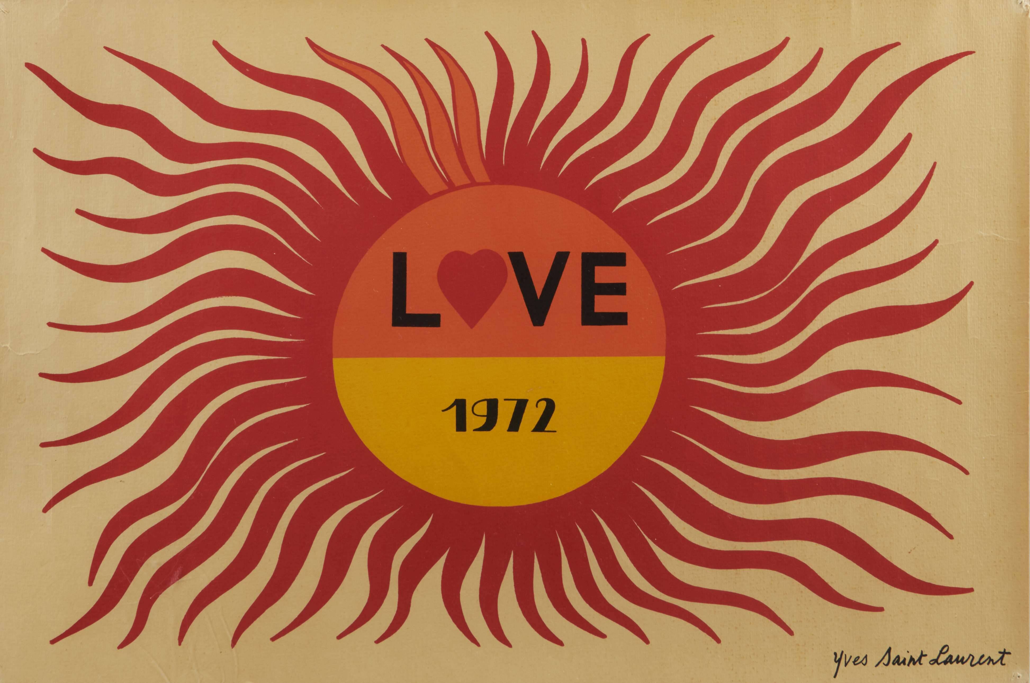 Lithograph Poster YSL Yves Saint Laurent - LOVE 1972