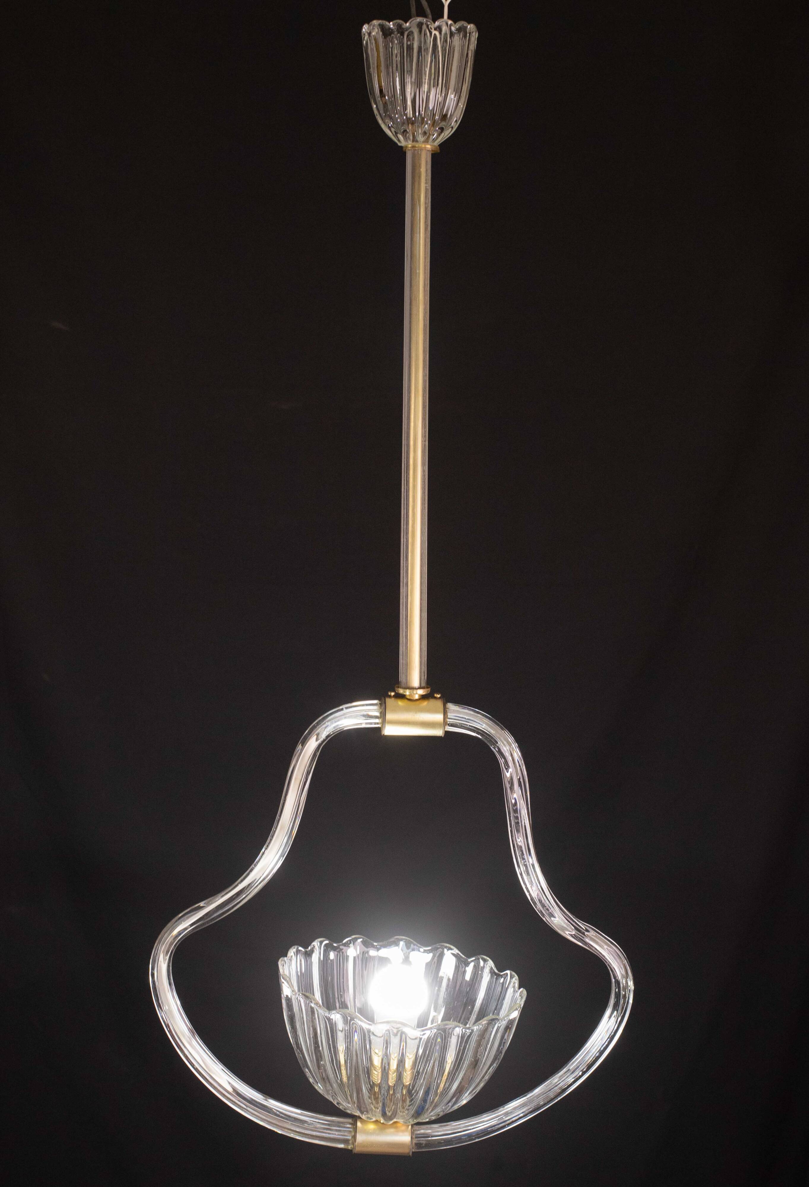 Elegant Art Decò Barovier and Toso Chandelier, 1940s