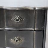 Victorian style black patinated crossbow chest of drawers