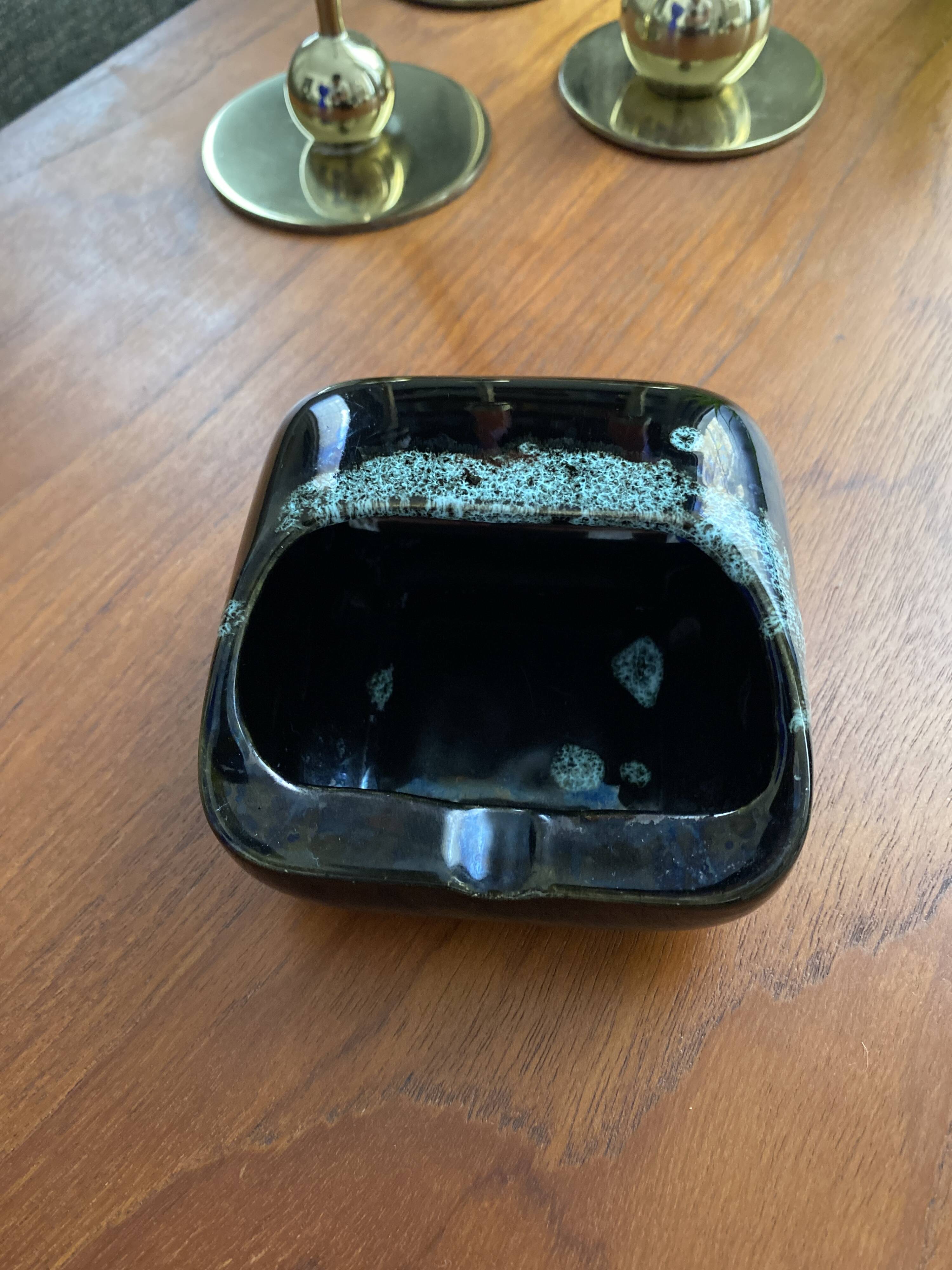 Vintage glazed ceramic ashtray