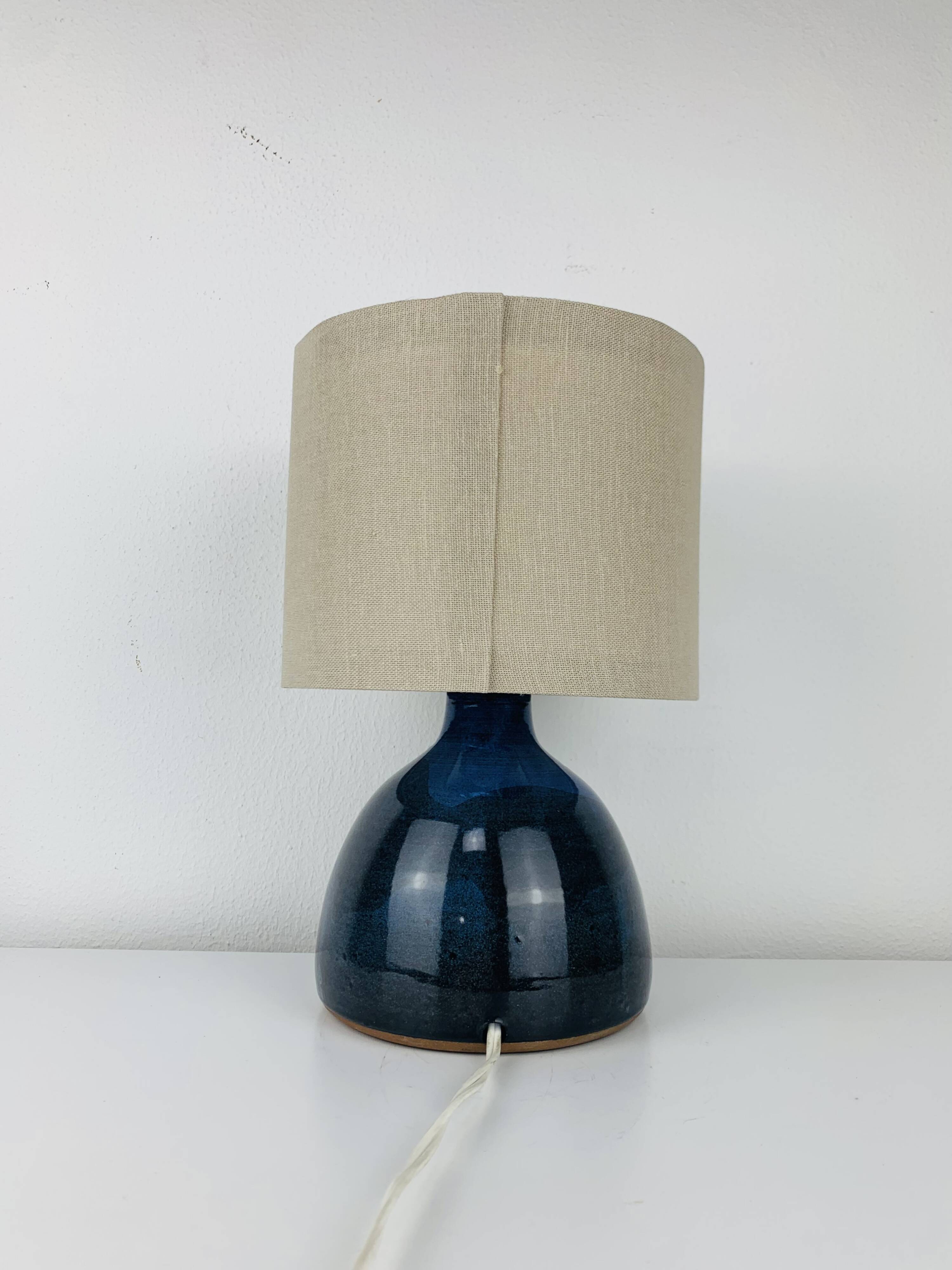 Vintage blue ceramic lamp, 1960s